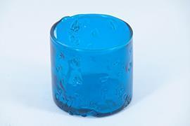 PORTACANDELA VETRO MARTELLATO H6 D6CM. BLU