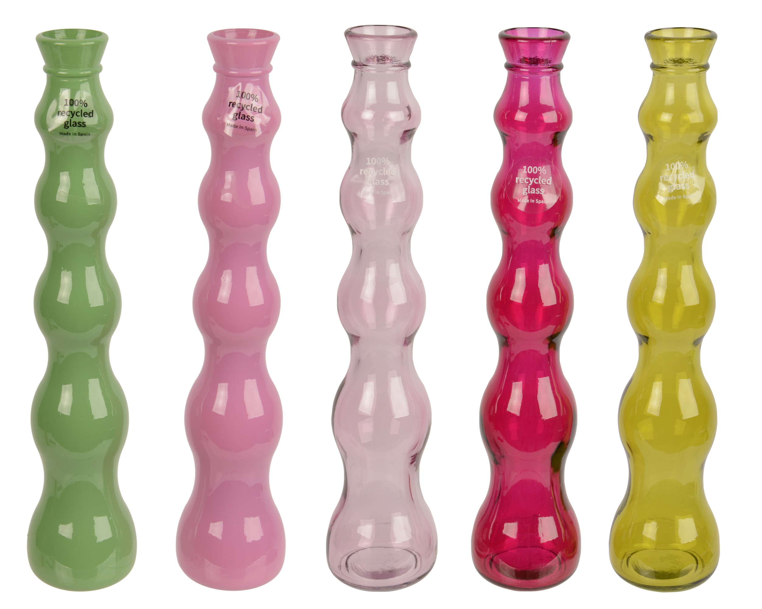 BOTTIGLIE VETRO 5PZ. H32 D7CM. COL.ASS.
