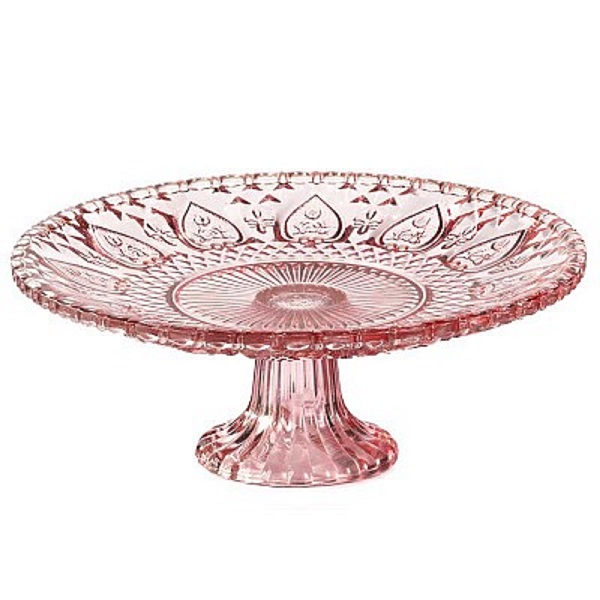 ALZATA PIATTO VETRO D15 H10CM. ROSA