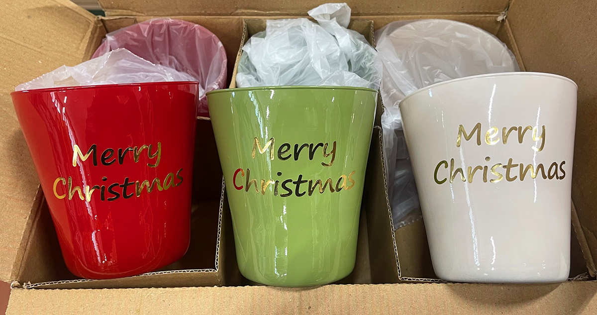 VASO CONO MERRY XMAS D14 H14CM. 6PZ.3COL.ASS.