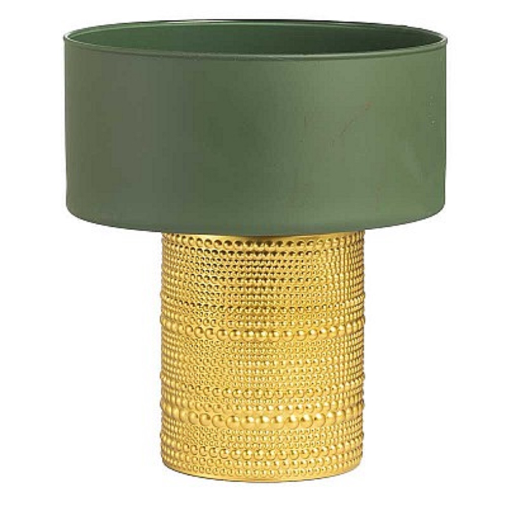 CILINDRO VERDE D19 H9 +BASE ORO D9 H12CM.