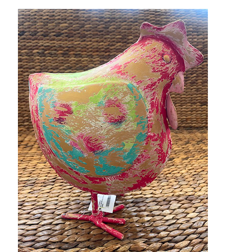 GALLINA METALLO H33CM. ROSSO --NETTO-----