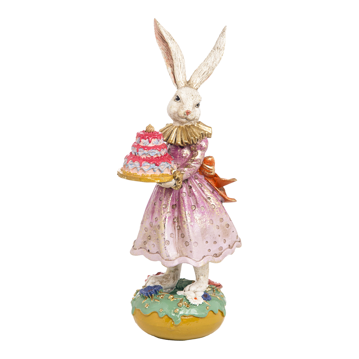CONIGLIETTA RESINA C/TORTA H28,5CM.