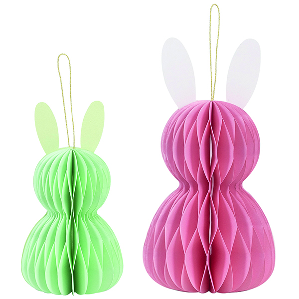 CONIGLIO IN CARTA H13-18CM S/2PZ.ASS. ROSA E VERDE