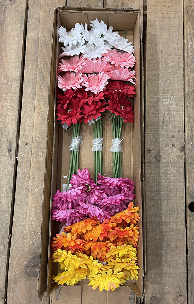 GERBERA 49CM. 36PEZZI  COLORI ASSORTITI
