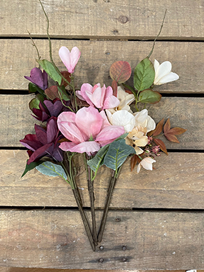 ROMANTIC PICK MAGNOL. +ROSEBER.42CM.3PZ.ASS