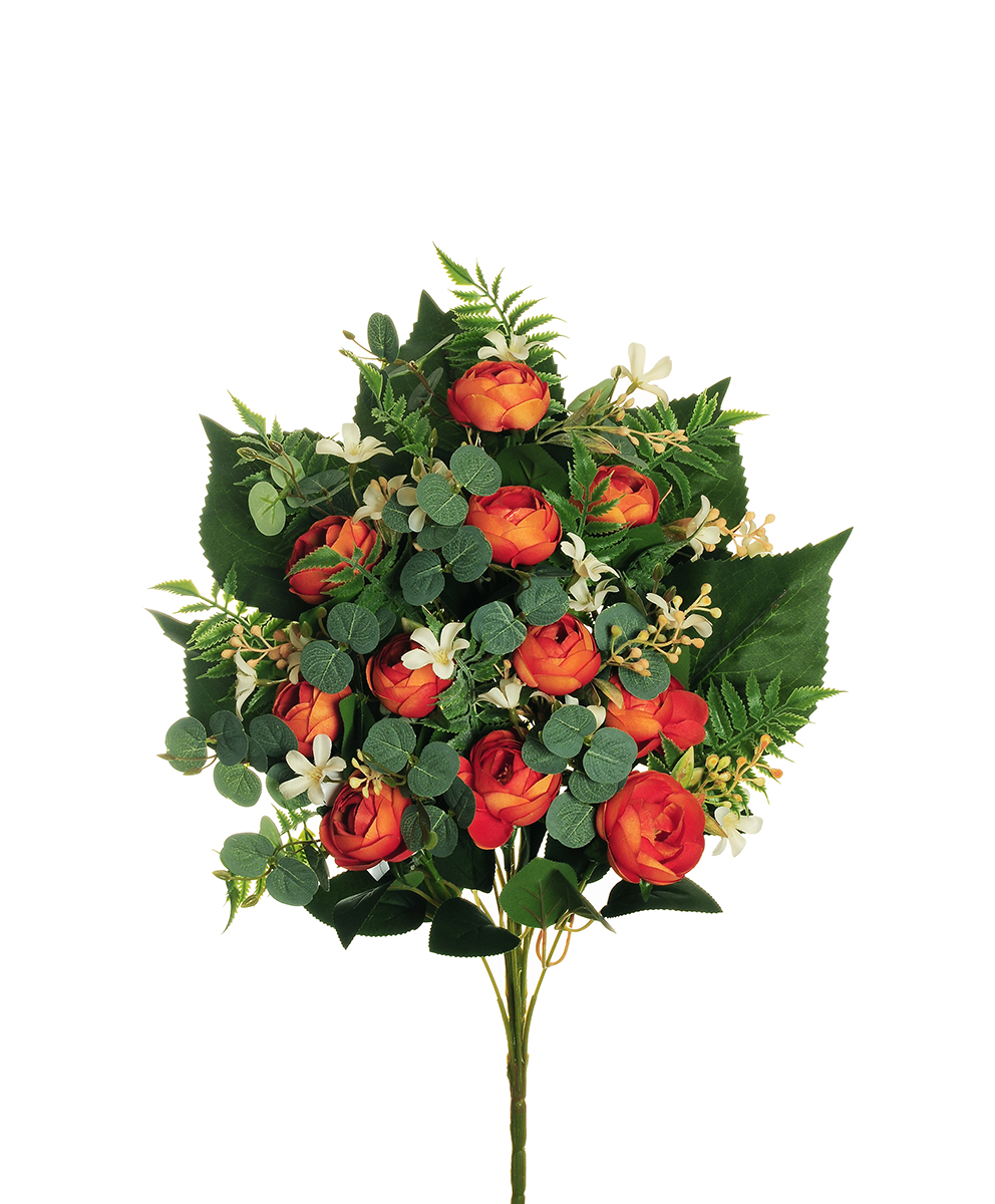 FRONTALE MINI RANUNCULUS X11 56CM. ARANCIO
