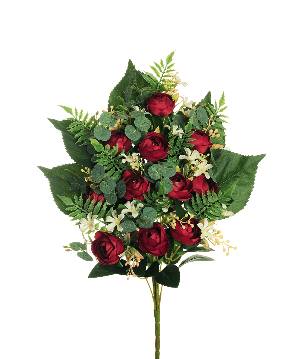 FRONTALE MINI RANUNCULUS X11 56CM. ROSSO