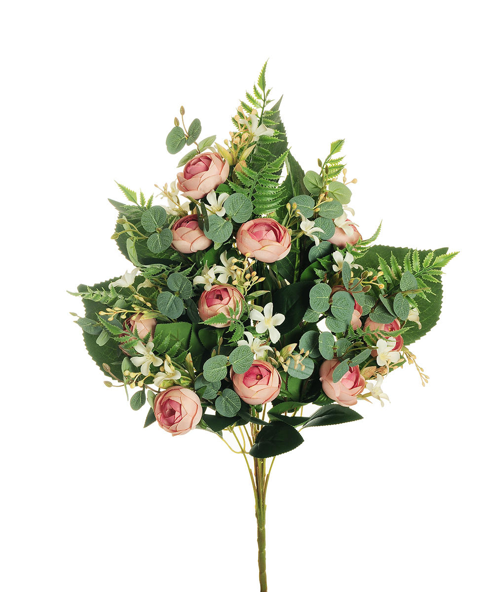 FRONTALE MINI RANUNCULUS X11 56CM. ROSA ANT.