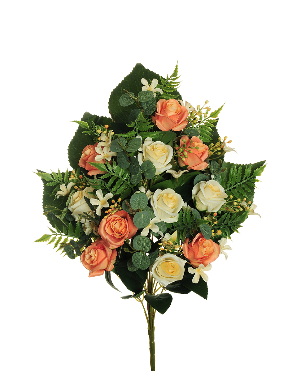 FRONTALE MINI ROSE C/FELCE X11 56CM. SALMONE