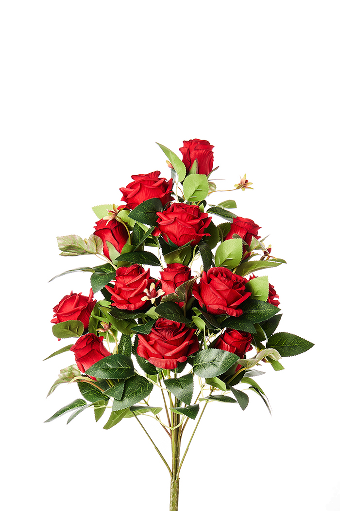 FRONTALE ROSE BOCCIOLI X13 52CM. ROSSO