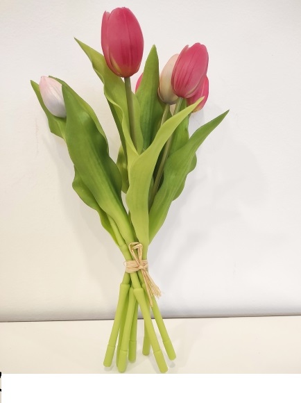 TULIPANI BUNDLE 7STELI 30CM. COMBI DK PINK/ PINK