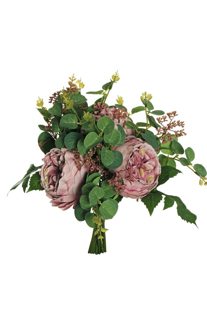 ROSE CABB.C/EUCALYP. BUNDLE 8STELI 33CM. MAUVE