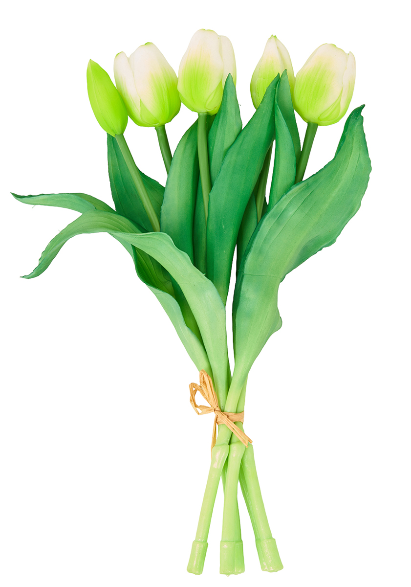 TULIPANI BUNDLE 5 STELI NAT.TOUCH 30,5CM. BIANCO