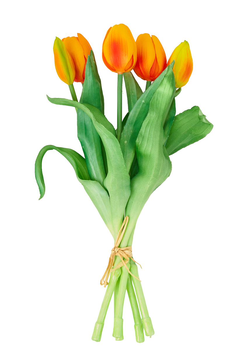 TULIPANI BUNDLE 5 STELI NAT.TOUCH 30,5CM.. ARANCIO