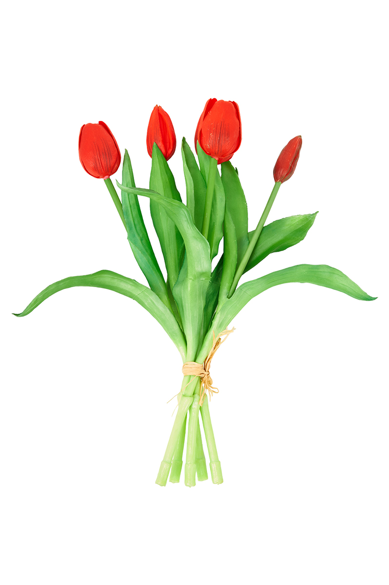 TULIPANI BUNDLE 5 STELI NAT.TOUCH 30,5CM.ROSSO