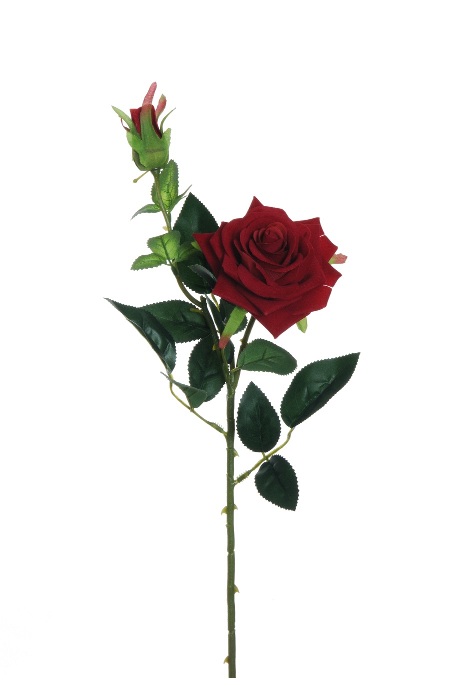 VELVET ROSE SPRAY X2 64CM. 3PZ. RED
