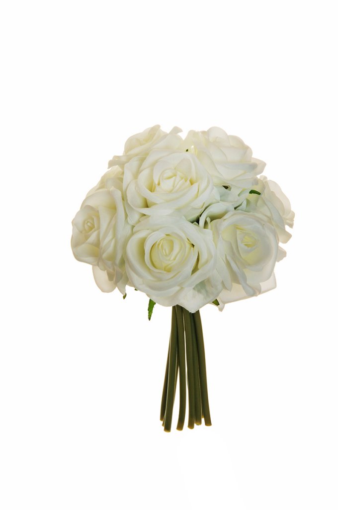ROSE BRIDAL BUNDLE X9 D7,5 25CM. BIANCO
