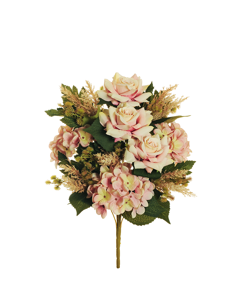 FRONTALE REGINA ROSE, HYDRANG. FELCE 52CM. ROSA CH.