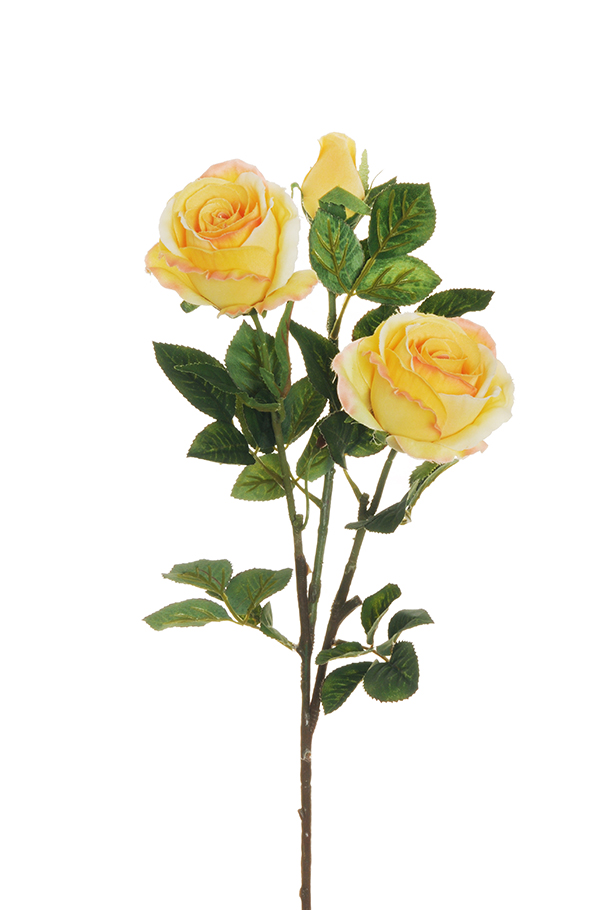 BIG ROSE BUD SPRAY X3 84CM. 2PZ. GIALLO