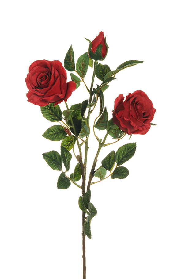 BIG ROSE BUD SPRAY X3 84CM. 2PZ. ROSSO
