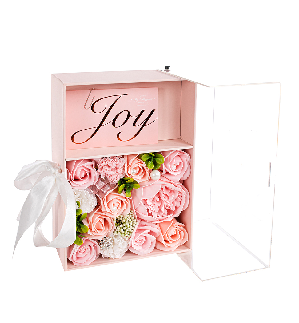SCAT.REGALO FIORI PROFUM. 24,5X17X10CM. ROSA