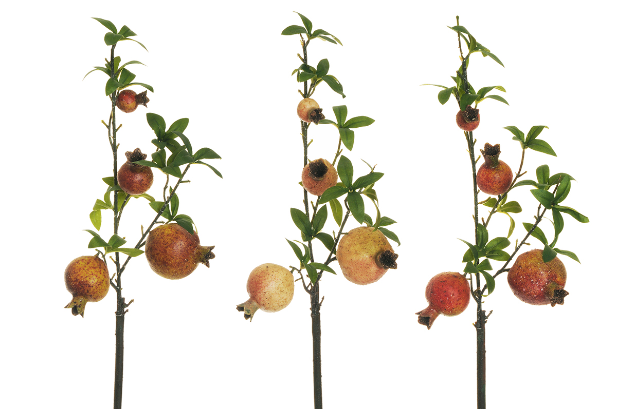 RAMO DI MELOGRANO C/4FRUTTI 70CM. 2PZ. COL.ASS.