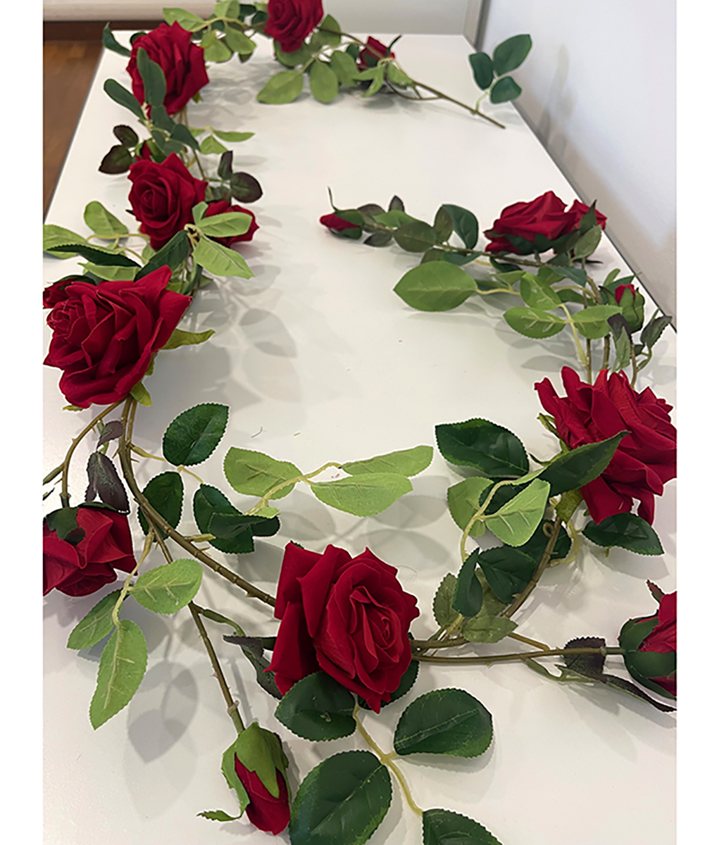 FESTONE DI ROSA DIAMOND VELVET 180CM. ROSSO