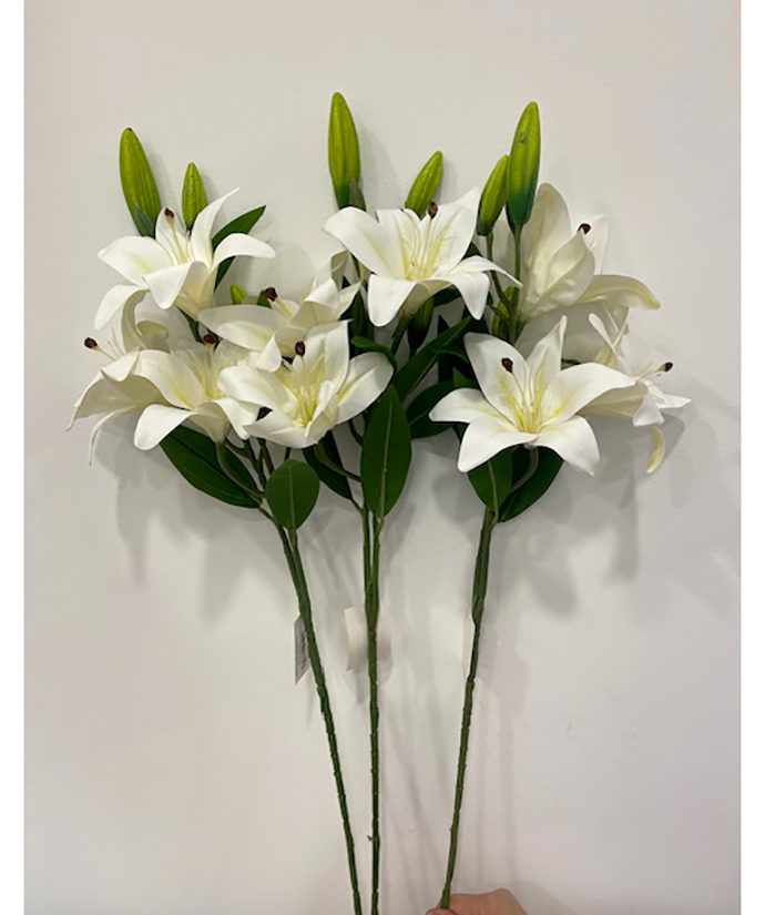 LILIUM TIGER C/3FIORI E 3BOCC.80CM. 3PZ. BIANCO
