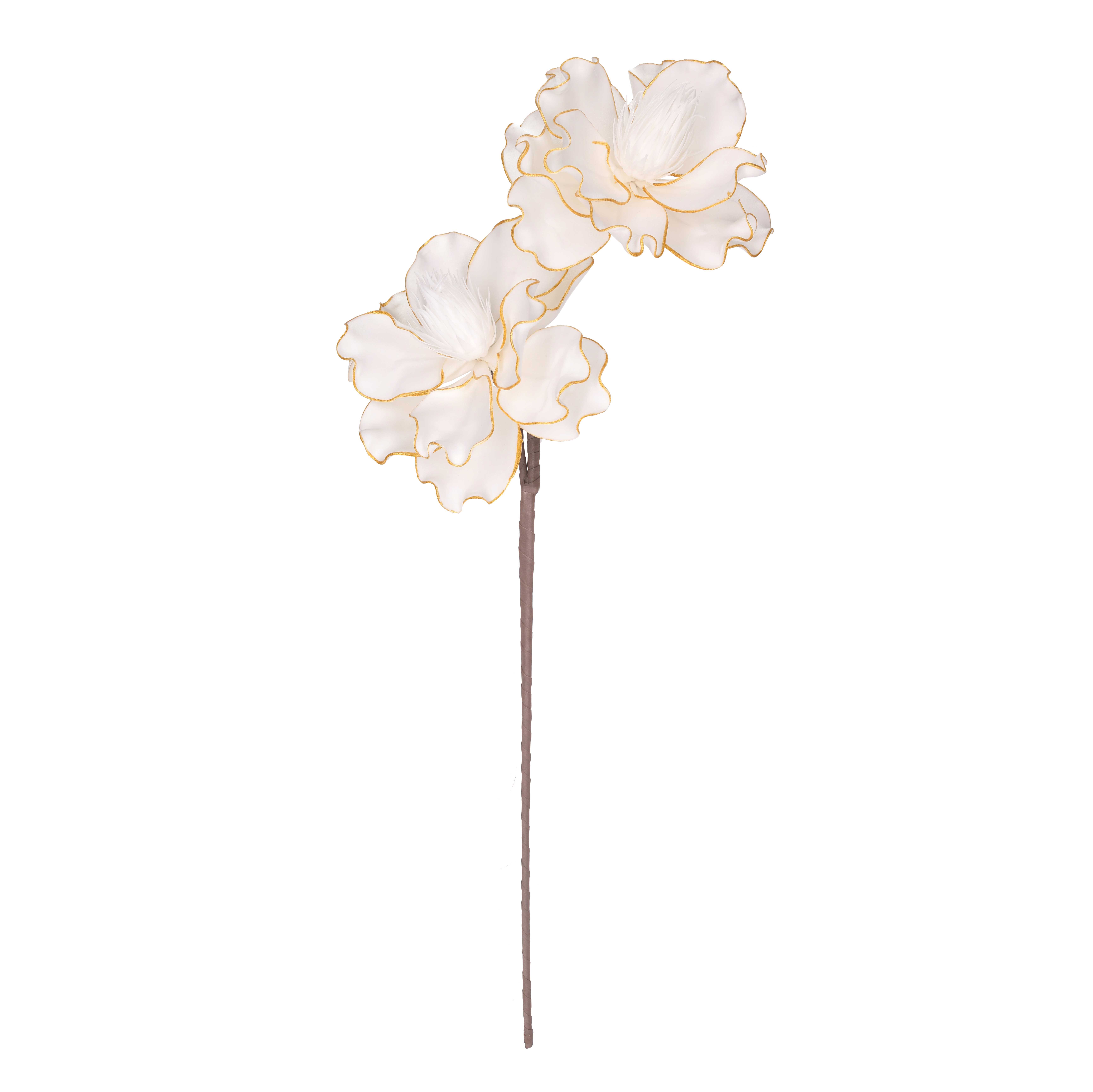 MAGNOLIA FOAM C/2FIORI H92CM. BIANCO E ORO