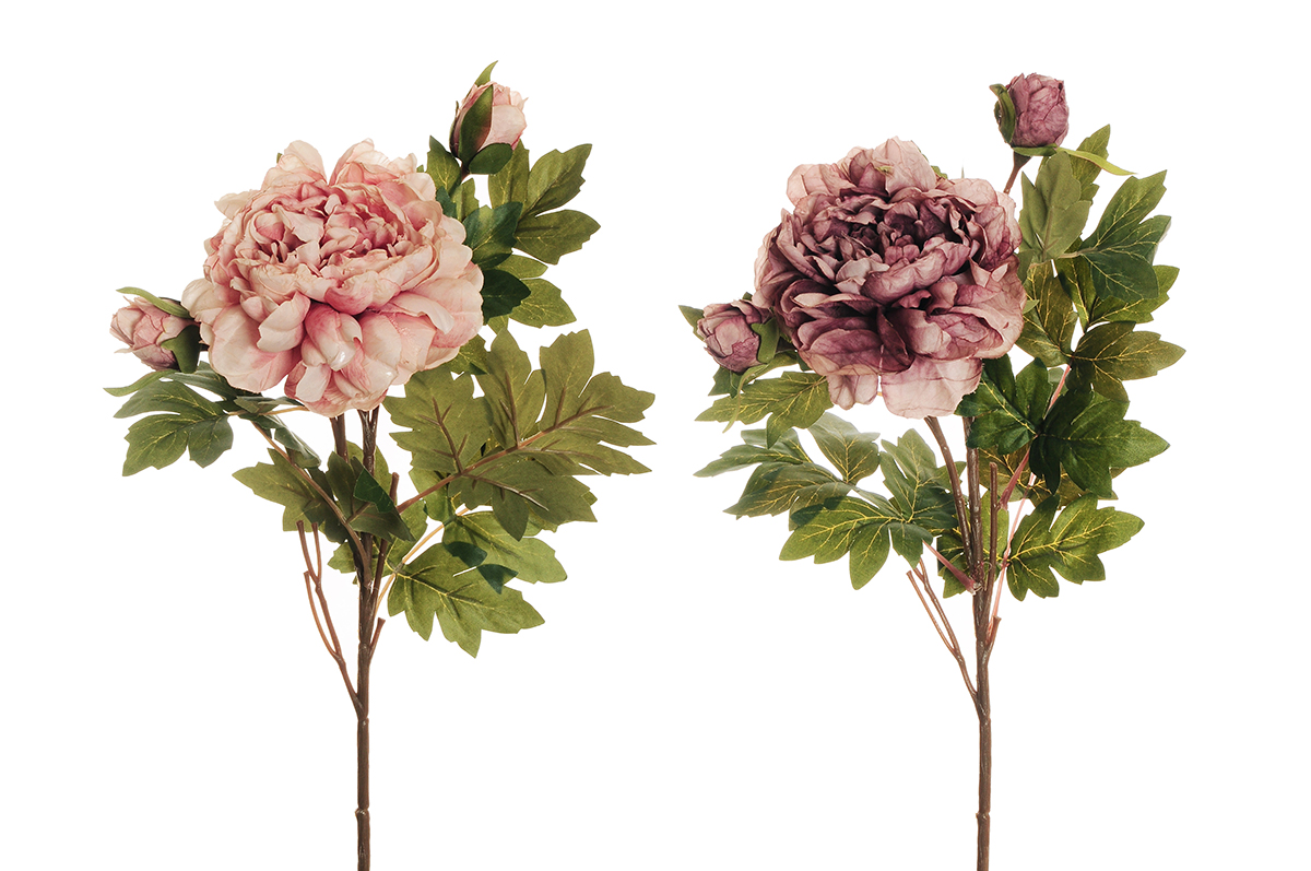 PEONY SPRAY X2 64CM. 2PZ. ROSA ANT. +LILLA
