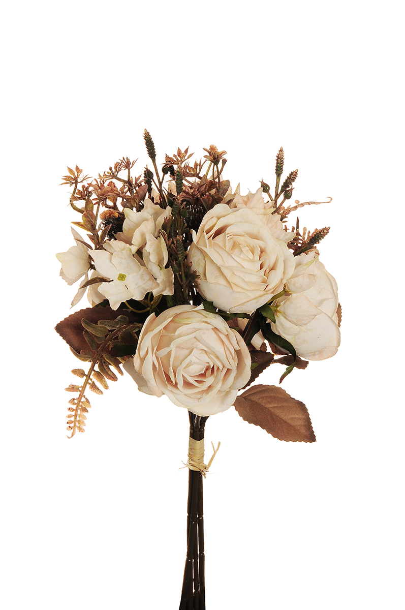 ROSA AVALAN.HYDRANG. FELCE BUNDLE X4 35CM. IVORY