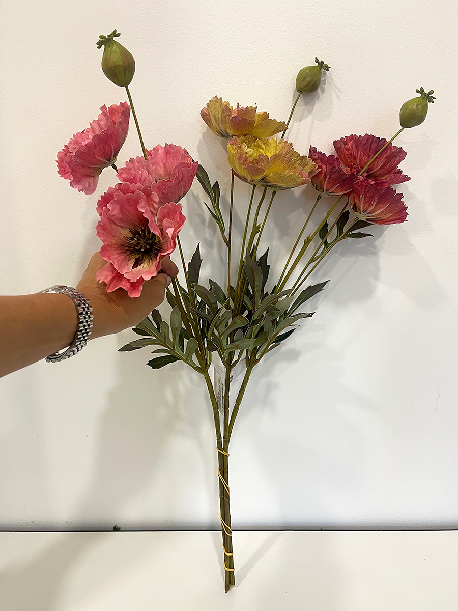 PAPAVERO AUTUN.3FIORI 1BOCC.70CM.3PZ.COL.ASS.