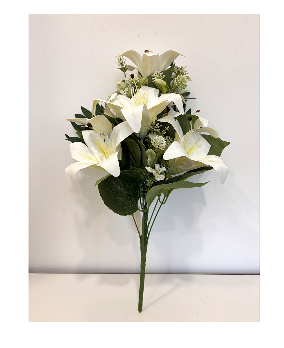 FRONTALE LILIUM GRASS X9 55CM. BIANCO