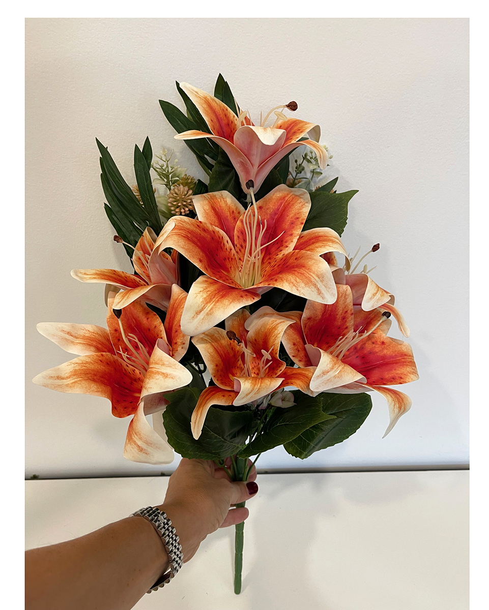 FRONTALE LILIUM GRASS X9 55CM. ARANCIO