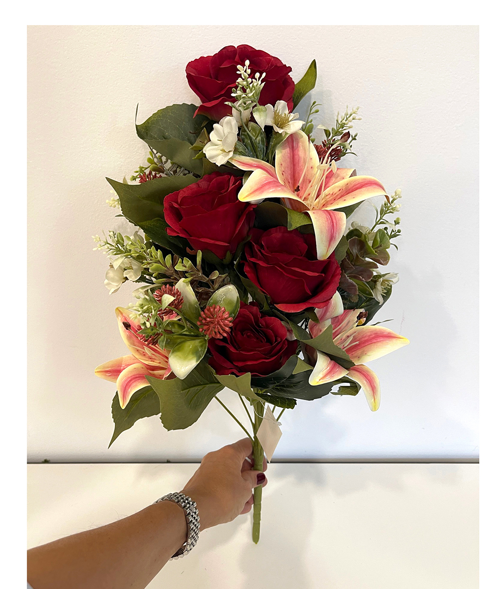 FRONTALE ROSE LILIUM X13 55CM. ROSSO
