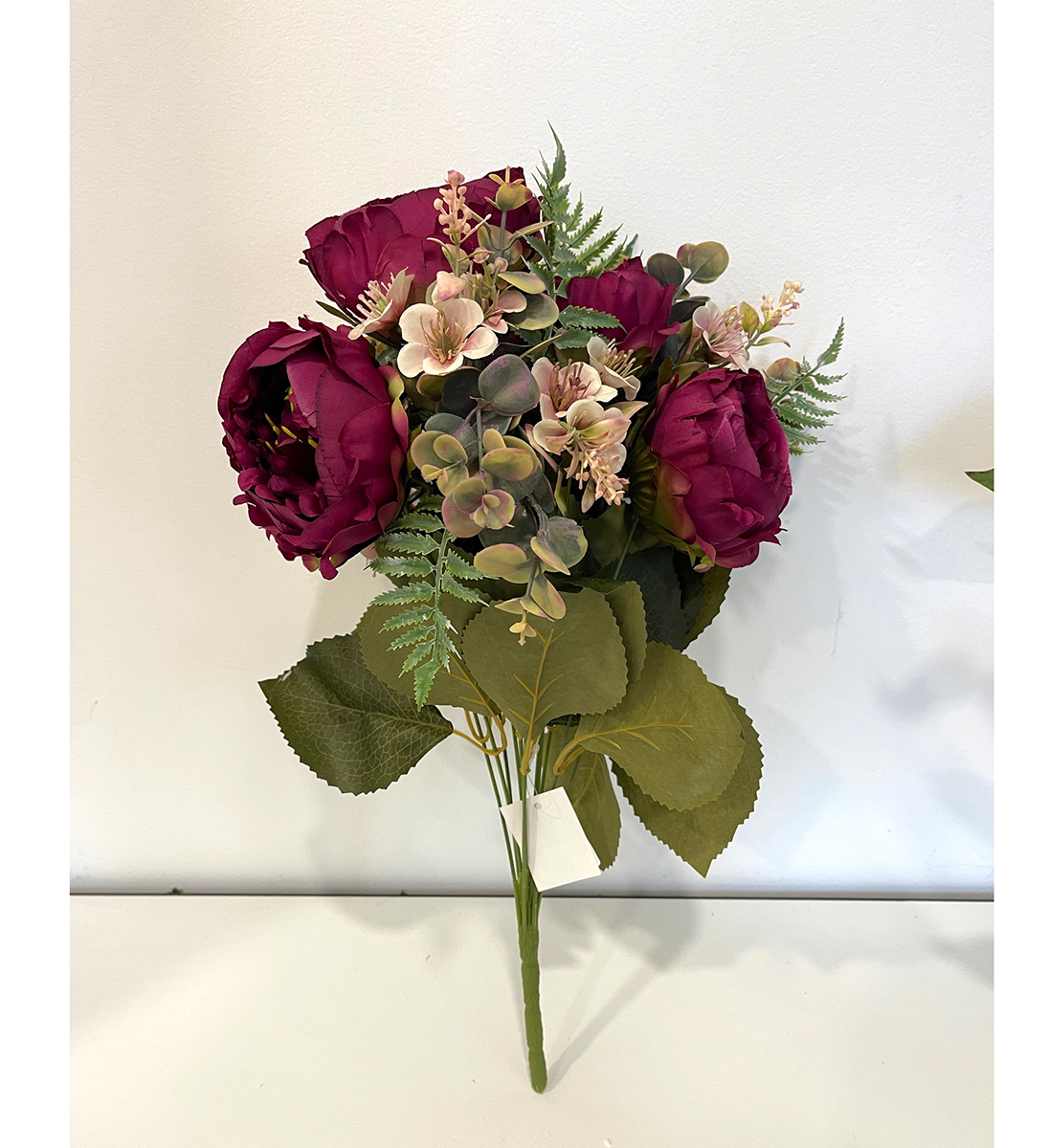 BUSH PEONY EUCALYPTUS X12 50CM. DK FUXIA
