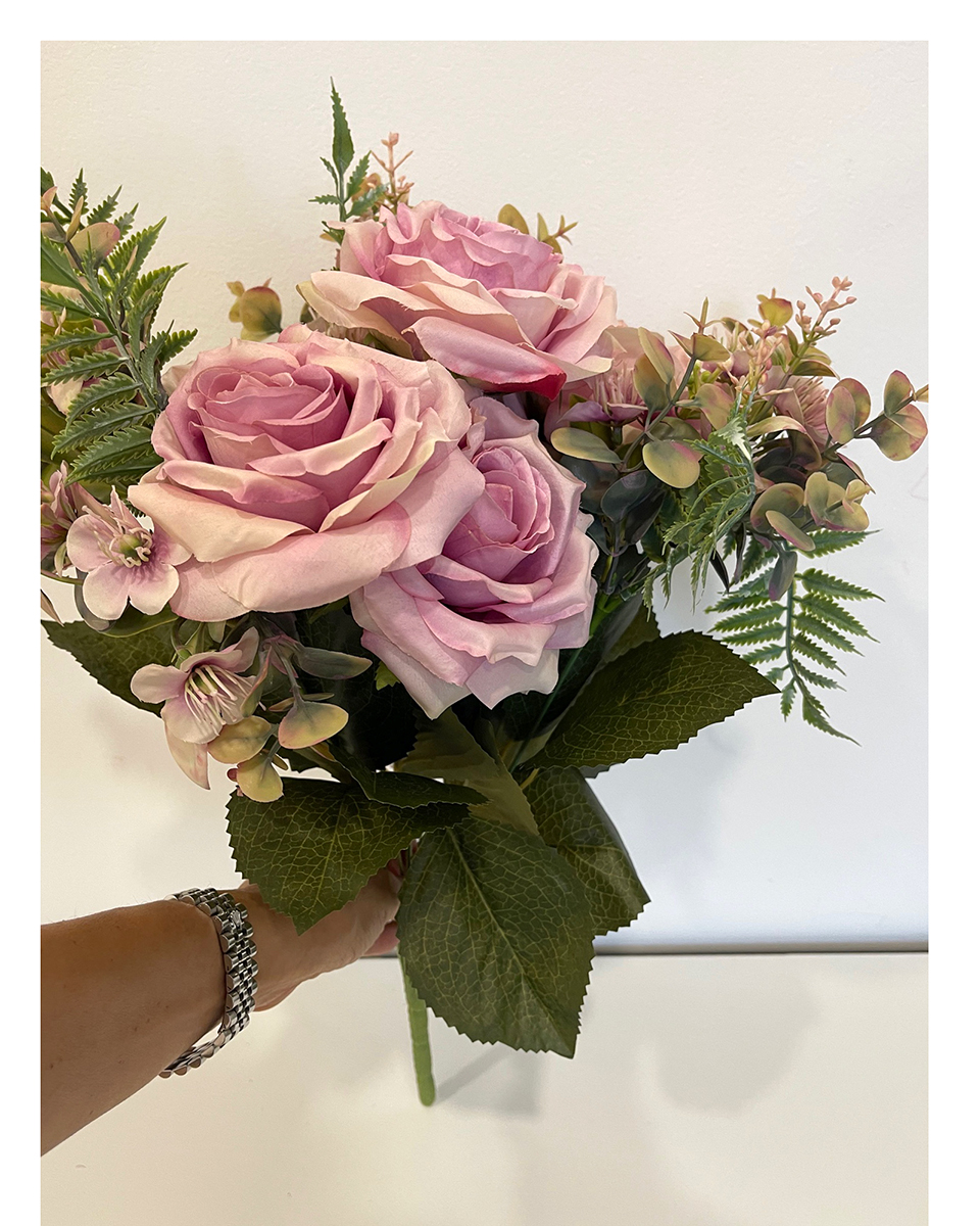 BUSH ROSE EUCALYPTUS X12 50CM. MAUVE