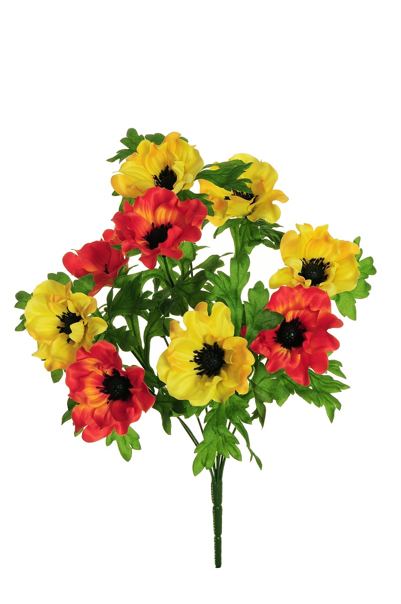 ANEMONE BUSH X9 46CM. MIX ARANCIO GIALLO