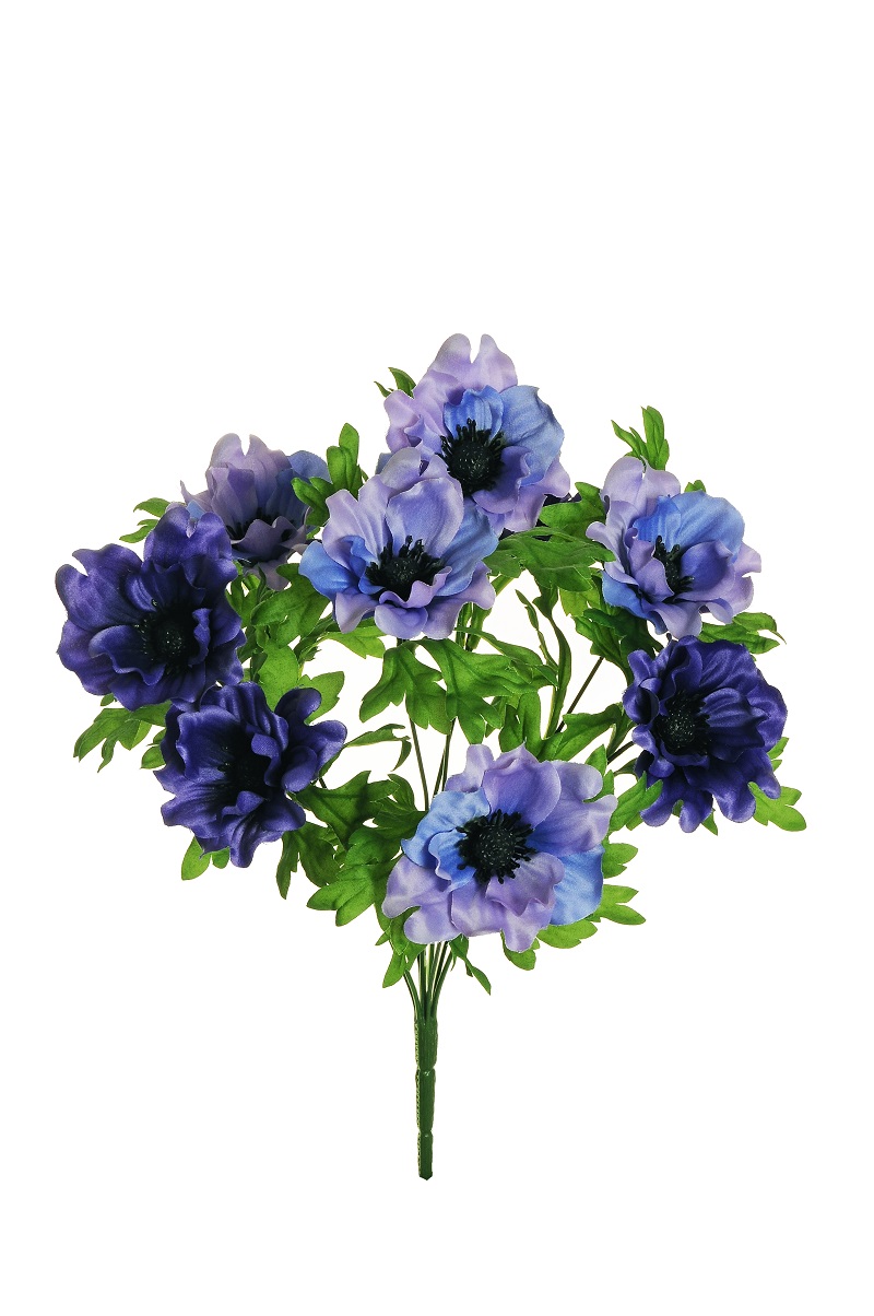 ANEMONE BUSH X9 46CM. MIX LILLA BLU
