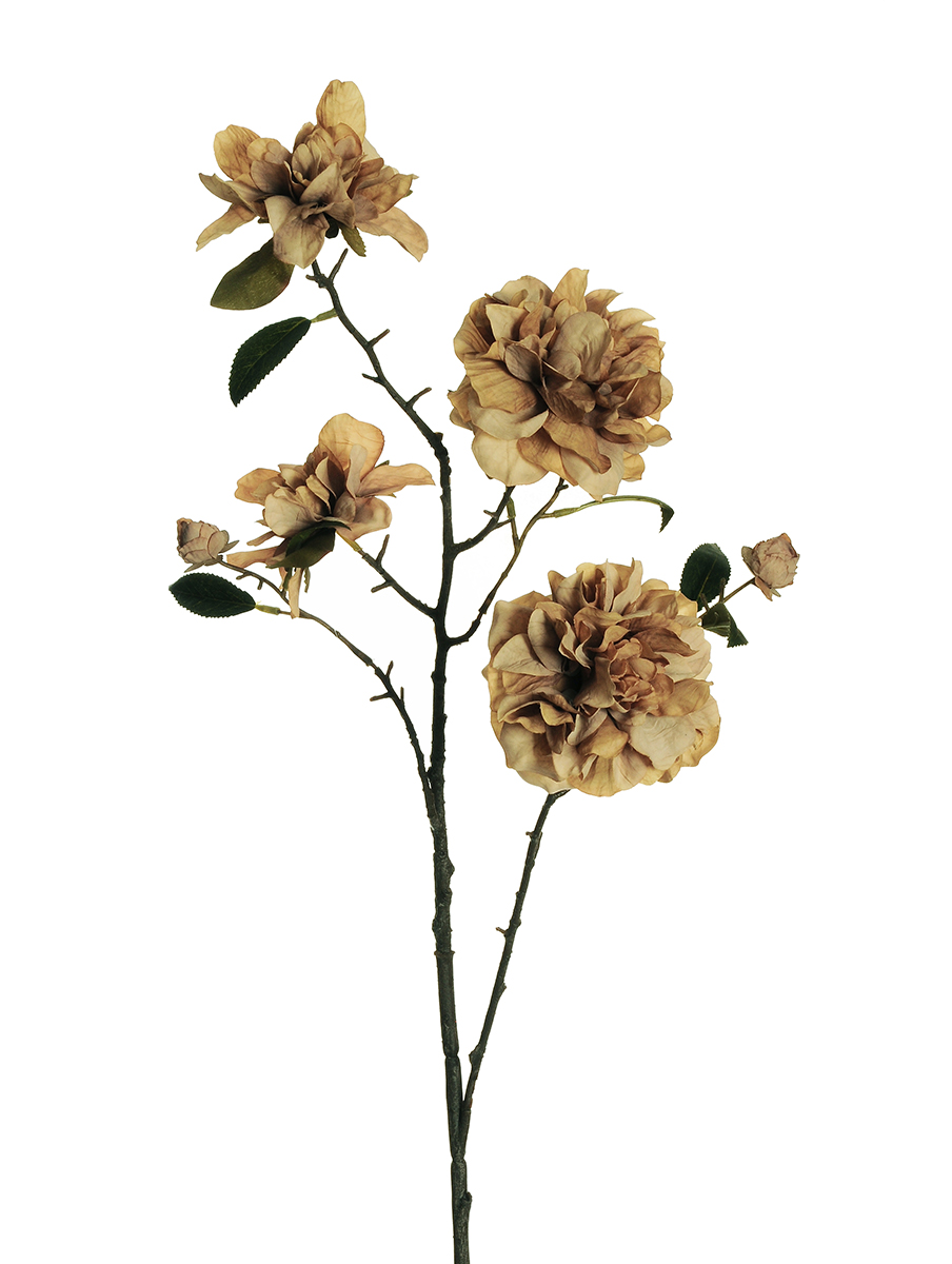 CAMELIA SPRAY C/4FIORI 95CM. 2PZ. CREMA + BEIGE
