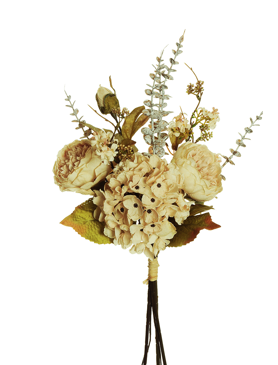 BUNDLE HYDRANG. VIBURN. 5STELI 60CM. IVORY