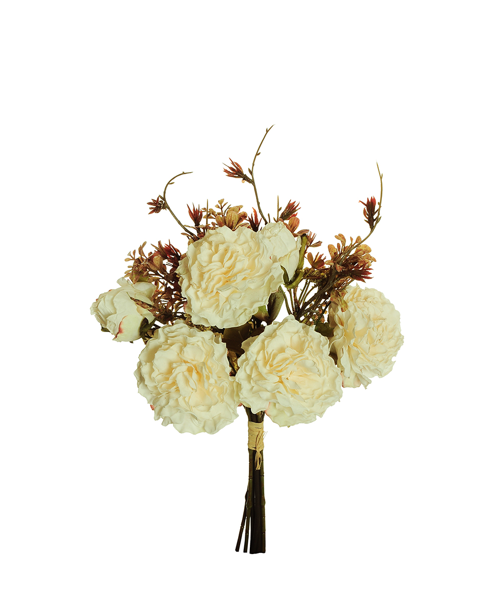 BUNDLE PEONY, GREENER. 6STELI 39CM. IVORY