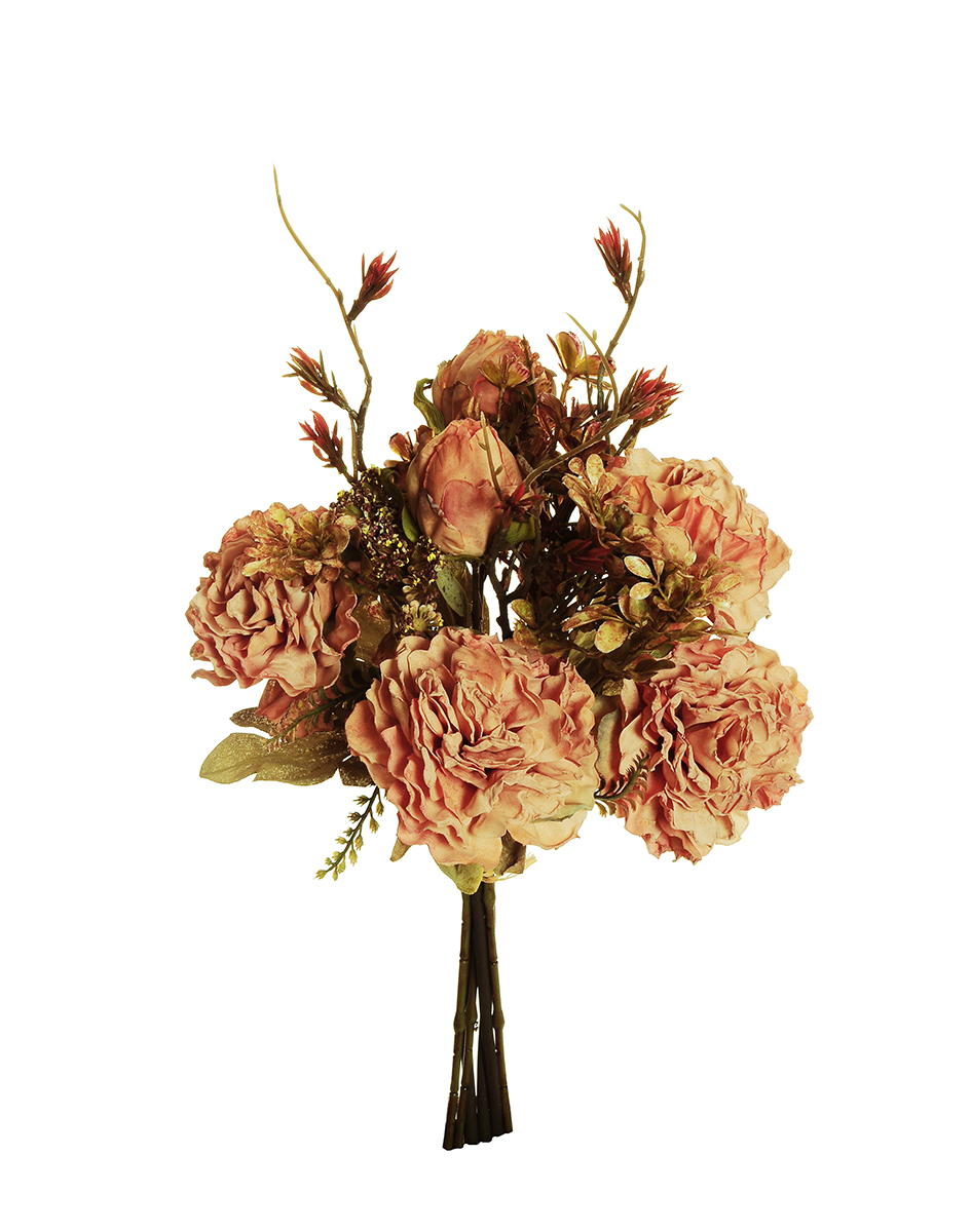 BUNDLE PEONY, GREENER. 6STELI 39CM. SALMONE