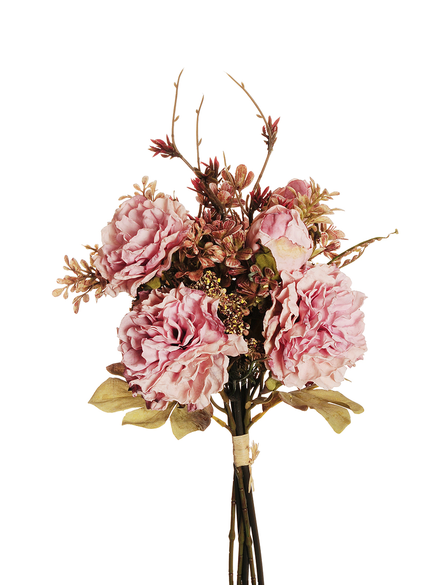 BUNDLE PEONY, GREENER. 6STELI 39CM. ROSA