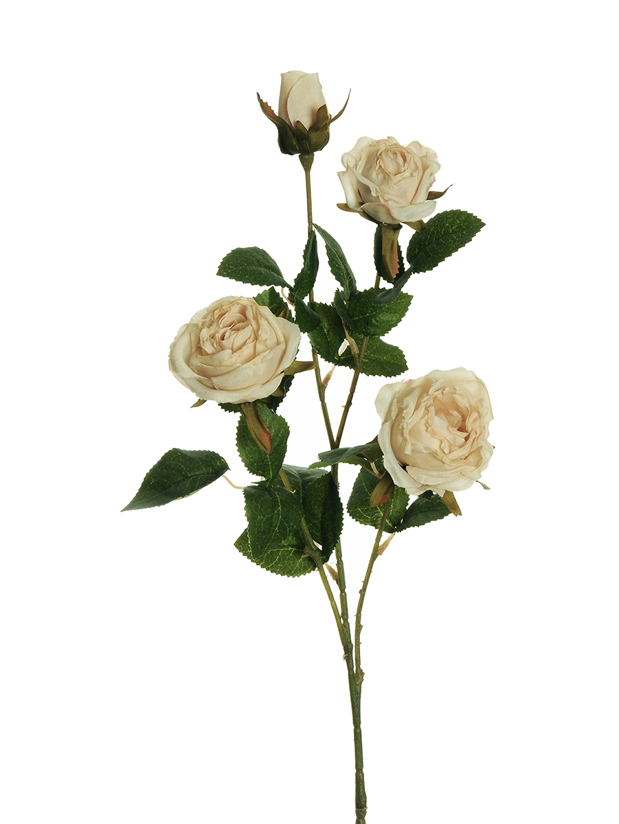 ROSE BUD SPRAY X4 70CM. 2PZ. CREMA + BEIGE