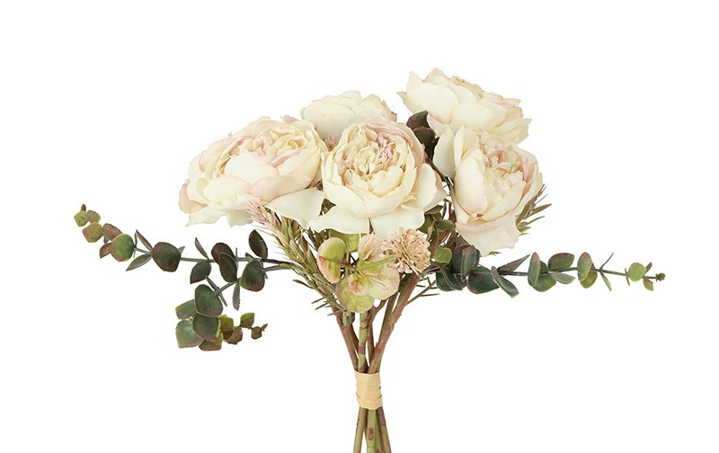 BUNDLE PEONIA, EUCALYP. 6STELI 30CM. CREMA