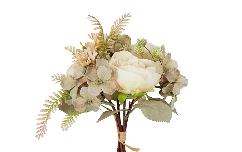 BUNDLE ROSA, HYDRANG. 6STELI 34CM. CREMA