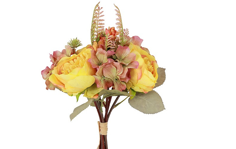 BUNDLE ROSA, HYDRANG. 6STELI 34CM. GIALLO