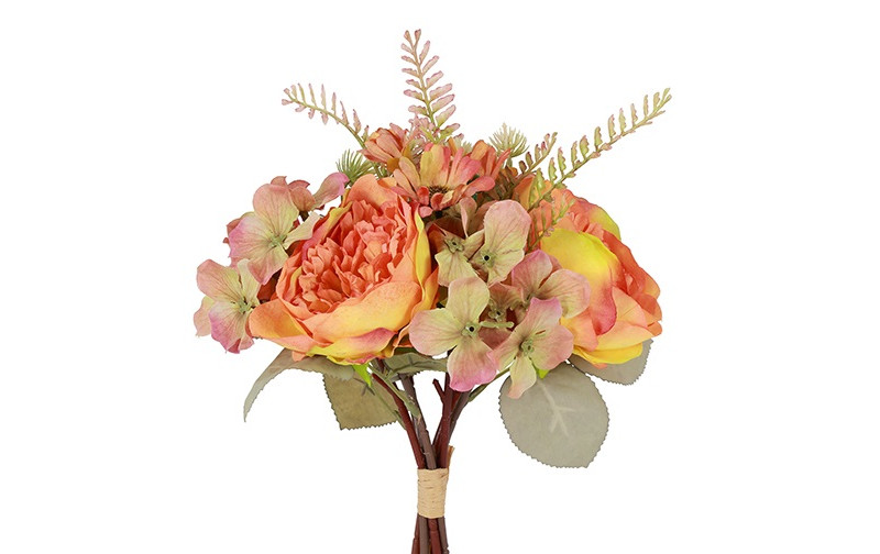 BUNDLE ROSA, HYDRANG. 6STELI 34CM. ARANCIO